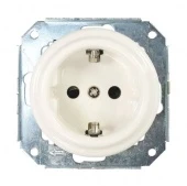 Ретро розетка электрическая с заземлением белый, RS1-80001 Retrika, серия Colony