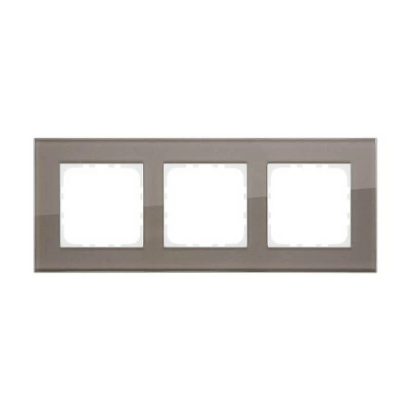 Дизайнерская рамка 3 местная, серо-коричневое стекло, 844319-1 LK Studio, серия LK80
