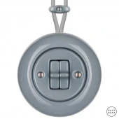 Ретро выключатель пепельно-серый глянцевый LIС2T5 Katy Paty двухклавишный