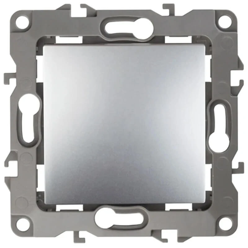 Дизайнерский выключатель без м.лапок, алюминий, Б0014629 Эра, одноклавишный, серия 12 Дизайнерский выключатель без м.лапок, алюминий, Б0014629 Эра, одноклавишный, серия 12