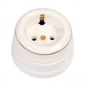 Ретро розетка электрическая с заземлением Петергоф, платина на белом GE70301-49 ТМ МезонинЪ