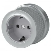 Ретро розетка с заземлением электрическая, WL19-10-01 матовый хром, Werkel, серия Retro