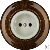 Ретро розетка электрическая без заземления, грецкий орех глянцевый LINUGs Katy Paty