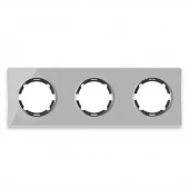 Дизайнерская рамка 3 местная, горизонтальная, серый, стекло, 2234936 OneKeyElectro