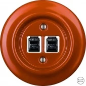 Розетка интернет Cat.5e двойная, красно-коричневый глянцевый OPAURGsCat5e Katy Paty