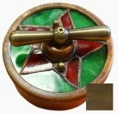 Ретро выключатель с подсветкой, латунь, 212с3И-100/ свет ГусевЪ, двухклавишный