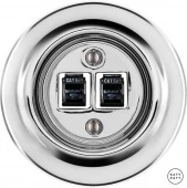 Розетка интернет Cat.5e двойная, серебряный глянцевый OPARGsCat5e Katy Paty