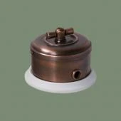 Ретро выключатель серия ДИП-200 темная медь, рамка: белая, D141-6 Romatti одноклавишный проходной