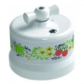 Ретро выключатель белый с флористическим узором B1-203-01 D9/5 BIRONI перекрестный