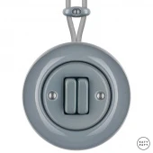 Ретро выключатель проходной пепельно-серый глянцевый LIC2Sl6/6 Katy Paty двухклавишный