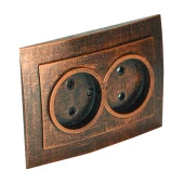 Розетка без заземляющего контакта 2 местная Лофт Винтаж, медь, RE-SLVR2bzCp Р-Электро