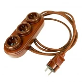 Ретро удлинитель WOOden с заземлением, коричневый, IEUDLBR3 Interior Electric, 3 м.