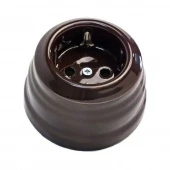 Ретро розетка с заземлением Grande коричневый, KGS-K03 Edisel