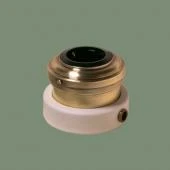 Ретро розетка с заземлением и шторками, серия Роматти светлая латунь, рамка: белая, механизм: черный R211-7 Romatti