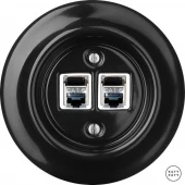 Розетка интернет Cat.6 экранир. двойная, черный глянцевый NIGsCat6e Katy Paty