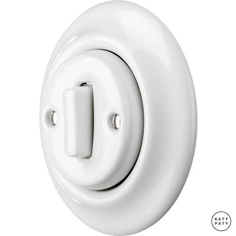 Ретро выключатель белый глянцевый ALGSlds Katy Paty диммер для ламп накаливания Ретро выключатель белый глянцевый ALGSlds Katy Paty диммер для ламп накаливания