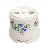 Ретро розетка ТВ, белый с росписью Жостово, OP.TV.WT.RJ Salvador