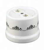 Ретро розетка телефонная белая с черным узором B1-301-01 D3/1 BIRONI