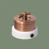 Ретро выключатель серия Лонжин светлая медь, рамка: белая, L131-5 Romatti двухклавишный