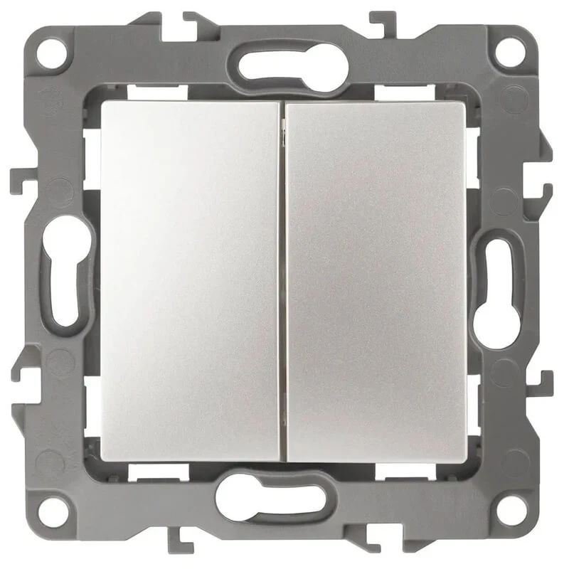 Дизайнерский выключатель без м.лапок, перламутр, Б0019314 Эра, двухклавишный, серия 12 Дизайнерский выключатель без м.лапок, перламутр, Б0019314 Эра, двухклавишный, серия 12