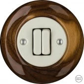 Ретро выключатель американский орех глянцевый LINUMG2Sl5 Katy Paty двухклавишный