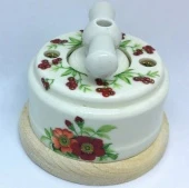 Ретро выключатель Лето В1Б-ЛЕТ ЦИОН одноклавишный проходной керамический бантик