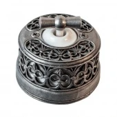 Ретро выключатель состаренное серебро OP21DN.WT Salvador двухклавишный