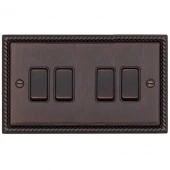 Ретро выключатель возвратный Colossal Шоколадный кашемир, CME2564-2-BZ T&J Electric четырехклавишный проходной