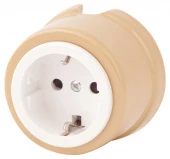 Ретро розетка с заземлением и шторками, персиковая, OP12PC (KM) Salvador