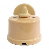 Ретро выключатель Terra бежевый, KTMSw1-K02 Edisel одноклавишный, проходной, ручка-монетка