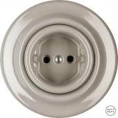 Ретро розетка электрическая без заземления, капучино глянцевый LUGs Katy Paty