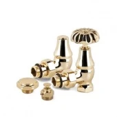 Ретро клапаны угловые для радиаторов, воздухоотводчик и заглушка Old Style 1/2" светлое золото K337-1500T000 S.R.Rubinetterie