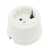 Ретро розетка с заземляющим контактом белая, 060-769 (KM) SUN-LUMEN
