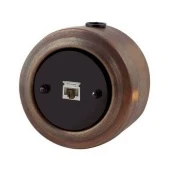 Ретро розетка компьютерная RJ45, Cat.5E, черная/ патина, М1-27-27bl Vintage
