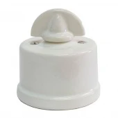 Ретро выключатель Terra белый, KTMSw1-K01 Edisel одноклавишный, проходной, ручка-монетка