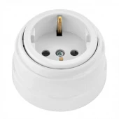 Ретро розетка с заземляющим контактом, белый, РА16-0202 Bylectrica