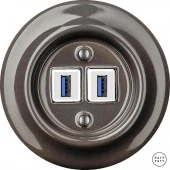 Ретро розетка USB коричневый глянцевый BRGsUSBw Katy Paty