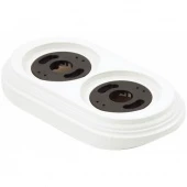 Рамка на бревно D240 мм. 2 местная, овал, белый 080-132-Б Sun-Lumen