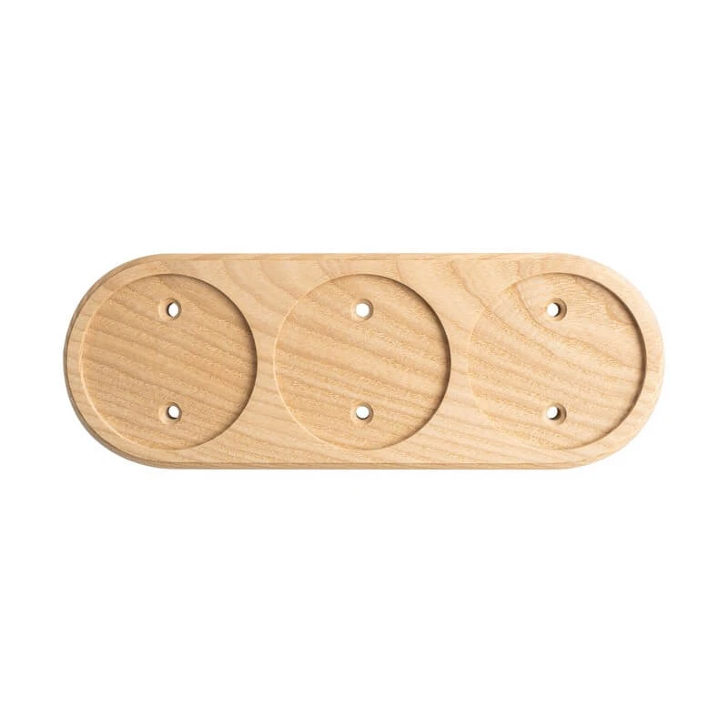 Накладка на бревно 240 мм. 3 местная, под ретро электрику из металла, ясень натуральный, ОМРП3-240 DecoWood Накладка на бревно 240 мм. 3 местная, под ретро электрику из металла, ясень натуральный, ОМРП3-240 DecoWood