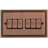 Ретро выключатель возвратный Colossal Античный муар, CME2566-2-AC T&J Electric шестиклавишный проходной