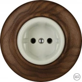 Ретро розетка электрическая без заземления, грецкий орех матовый LINUMs Katy Paty