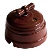 Ретро выключатель коричневый, GE70402-04 ТМ МезонинЪ, одноклавишный, перекрестный