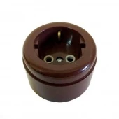 Ретро розетка с заземлением, ABS пластик, коричневый, Interior Electric