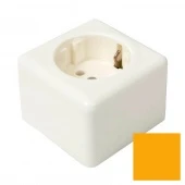 Ретро розетка QUADRA с заземлением, песочное золото, GE80301-32 (KM) ТМ МезонинЪ