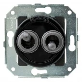 Ретро выключатель тумблерный, черный/"состаренное серебро", CL51BL.SL Salvador двухклавишный проходной