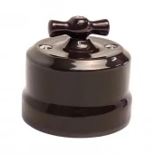 Ретро выключатель Verona коричневый, KVSw2-K03 Edisel двухклавишный