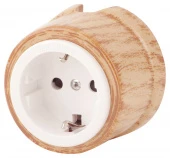 Ретро розетка с заземлением и шторками, кумару, OP12KM (KM) Salvador