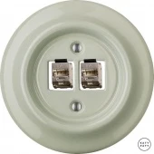 Розетка интернет Cat.6а экранир.10G двойная, серо-зеленый глянцевый CHGsCat6a Katy Paty