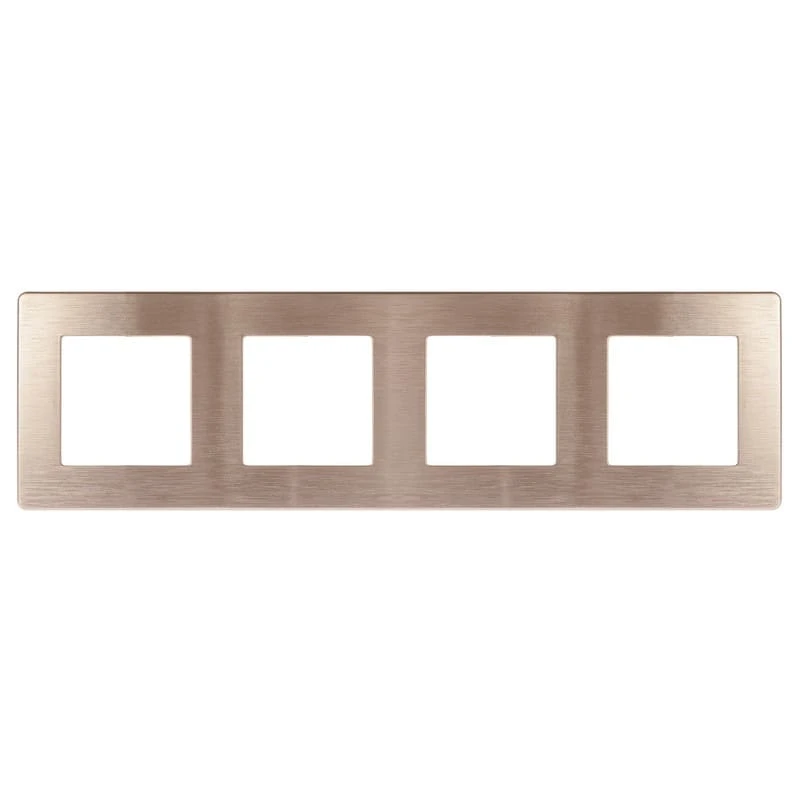 Дизайнерская рамка 4 местная, Сатин, бронза, Б0052536 Эра, серия 12 Дизайнерская рамка 4 местная, Сатин, бронза, Б0052536 Эра, серия 12