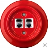 Розетка интернет Cat.6 экранир. двойная, ярко-красный глянцевый NIROGsCat6e Katy Paty